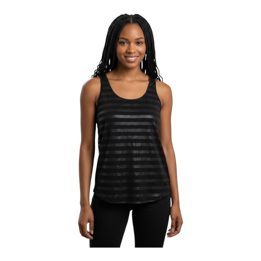 a.n.a. A New Approach Women's Black Tank Top With Stripes of Sequins, Sz XL, NEW